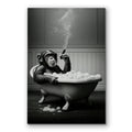 Funny Monkey In The Bathtub Canvas Wall Art – Bathroom Decor