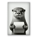 Funny Otter With Toilet Paper Canvas Wall Art – Bathroom Decor