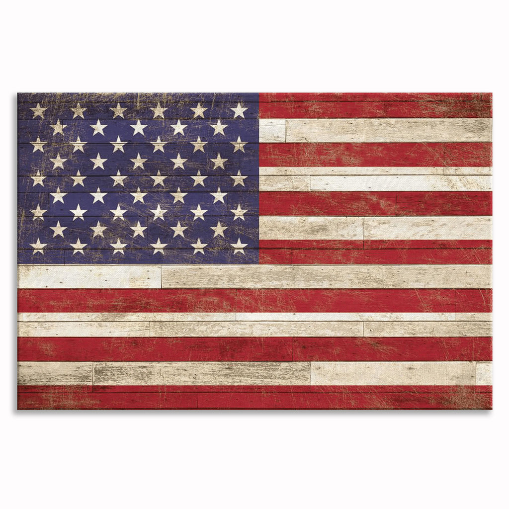 Rustic American Flag On Wood Canvas – Patriotic Wall Decor