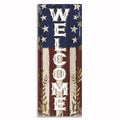 American Flag Welcome Canvas Wall Art – Patriotic Entryway Decor