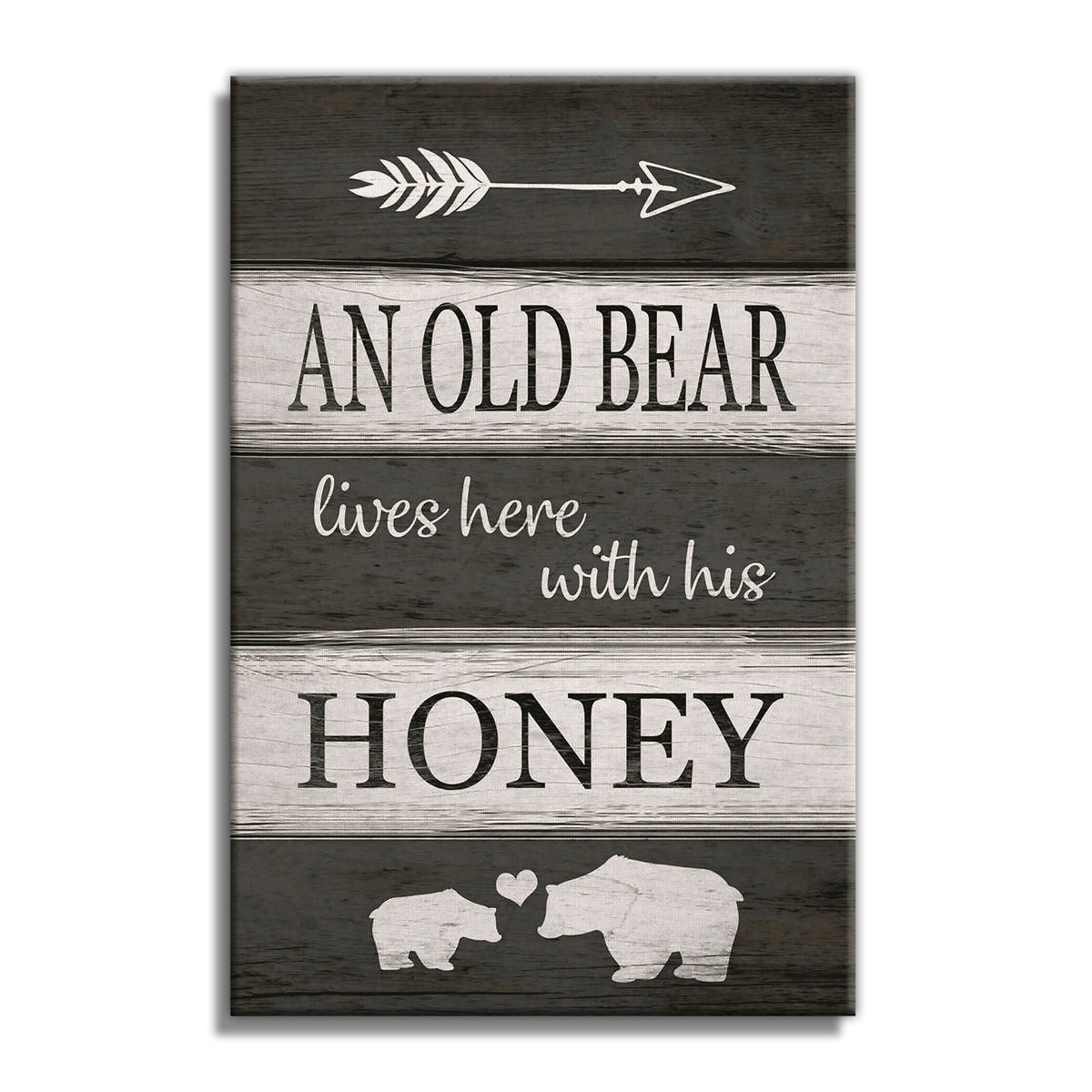 An Old Bear Lives Here With His Honey Canvas – Funny Couple Gift