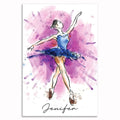 Personalized Ballerina Watercolor Canvas – Custom Name Girls Room Art
