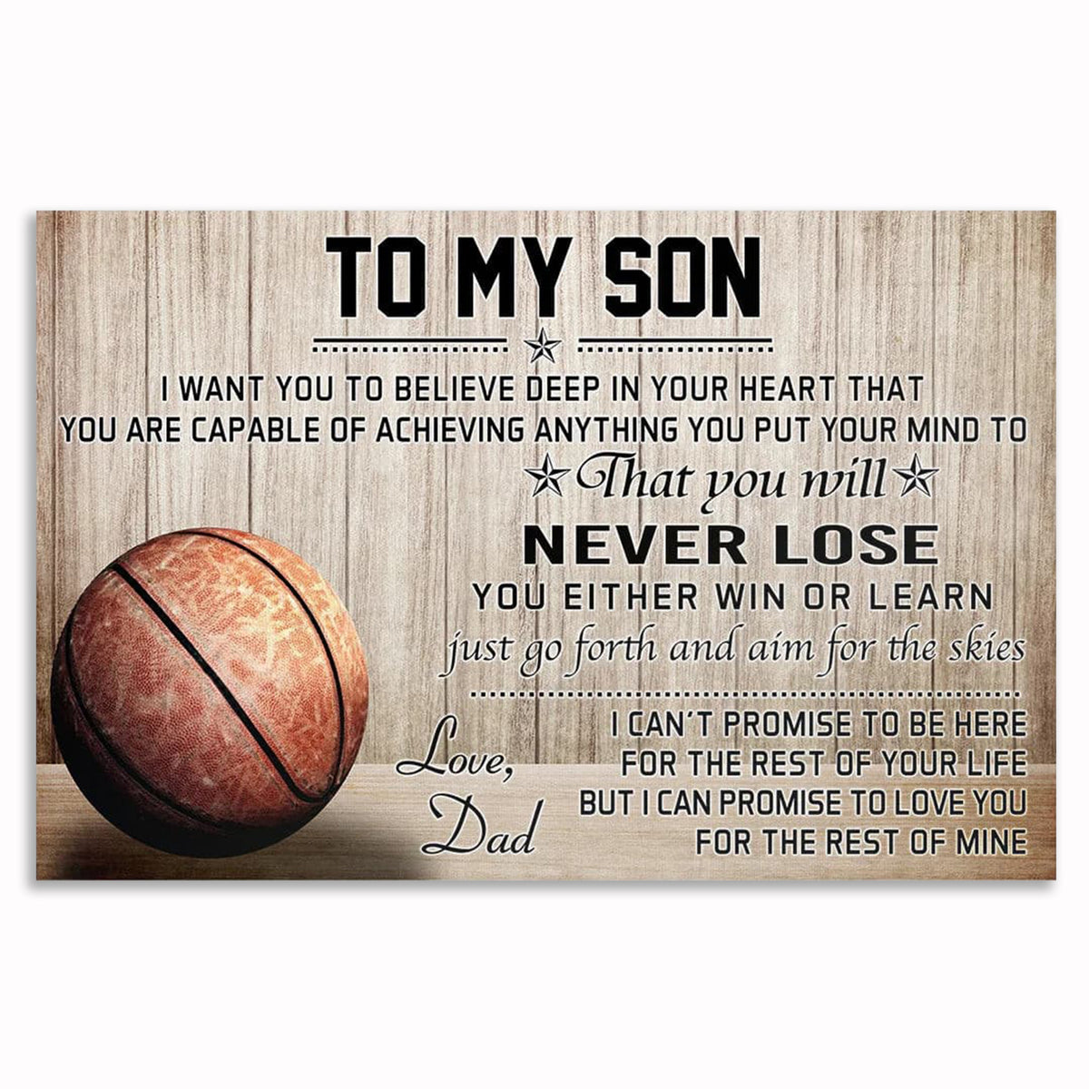 Basketball To My Son Love Dad Canvas – Gift For Son From Dad