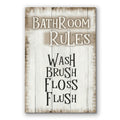 Bathroom Rules Wash Brush Floss Flush Canvas – Bathroom Wall Decor