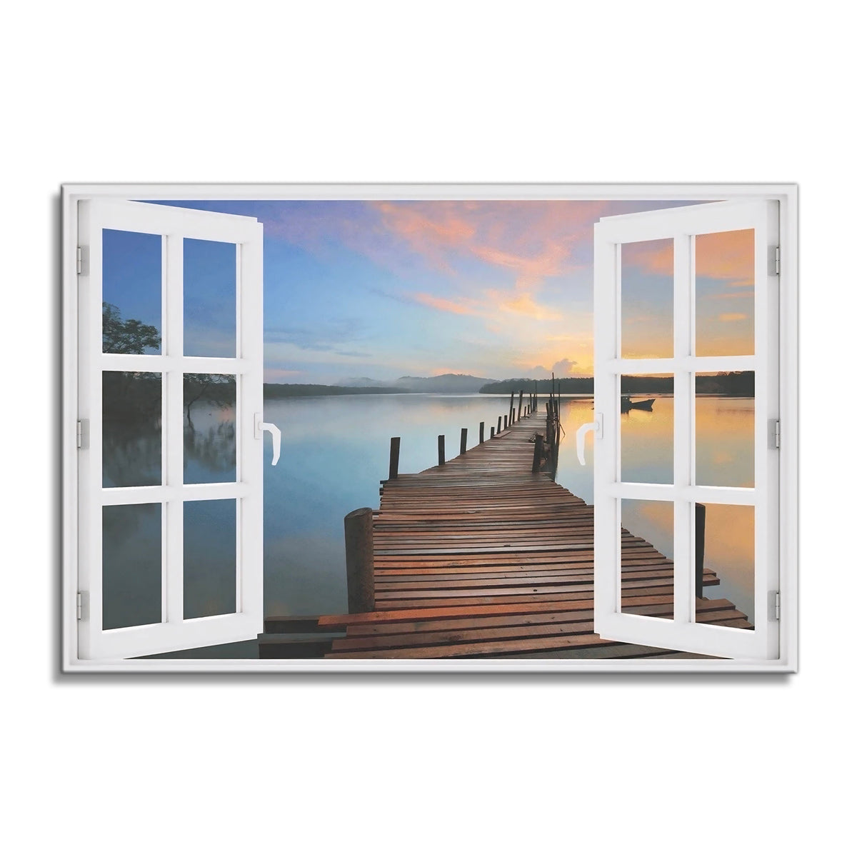 Beach Boardwalk Window View Canvas – Coastal Wall Art Illusion