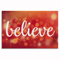 Believe Canvas Wall Art – Red Bokeh Christmas Lights Decor