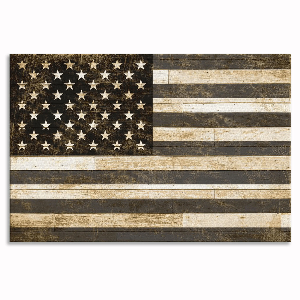 Black And White American Flag Canvas – Rustic Patriotic Wall Decor