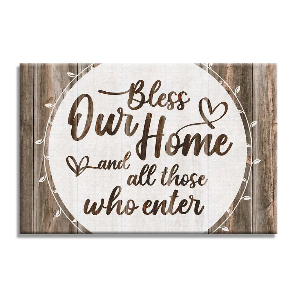 Bless Our Home And All Who Enter Canvas – Small Framed Look Wall Art