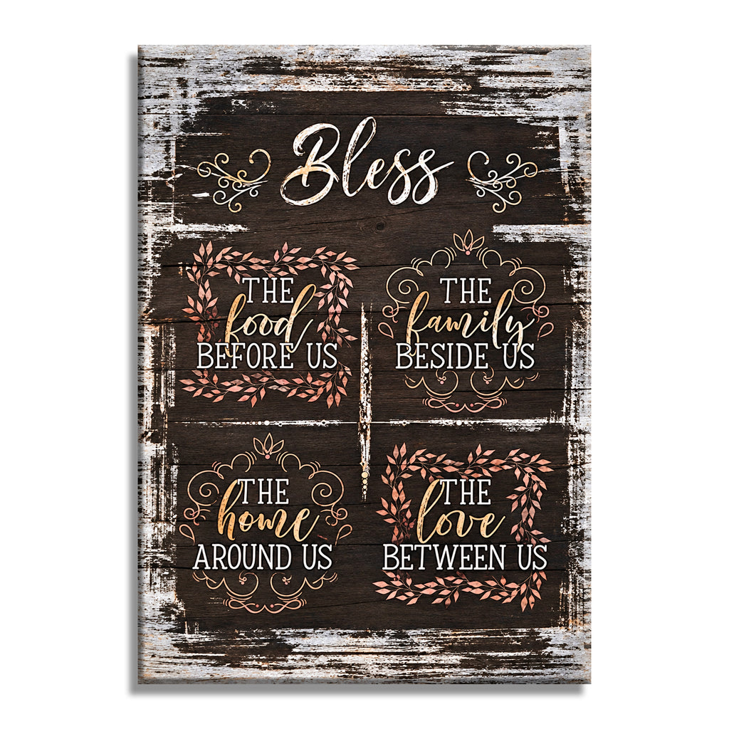 Bless The Food Before Us Canvas – Christian Dining Room Wall Decor
