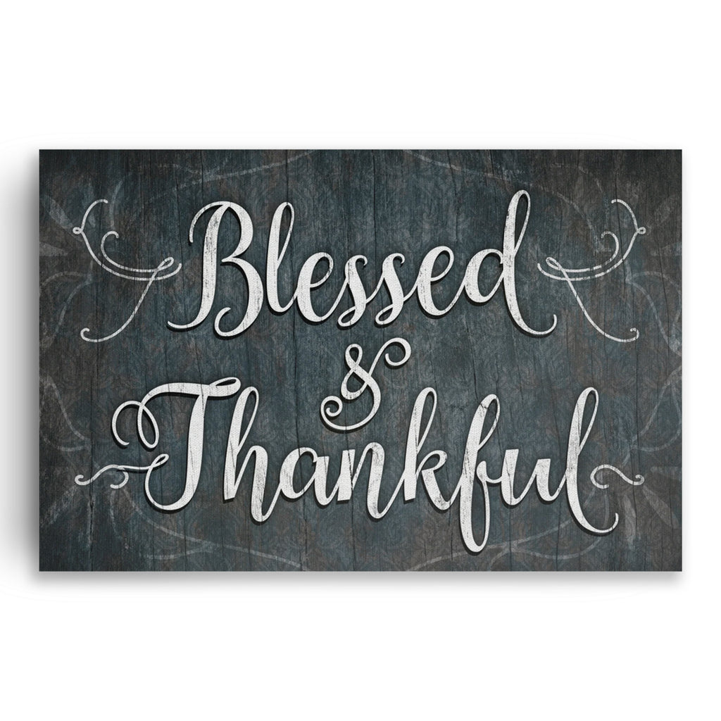 Blessed And Thankful Canvas Wall Art – Chalkboard Thanksgiving Decor