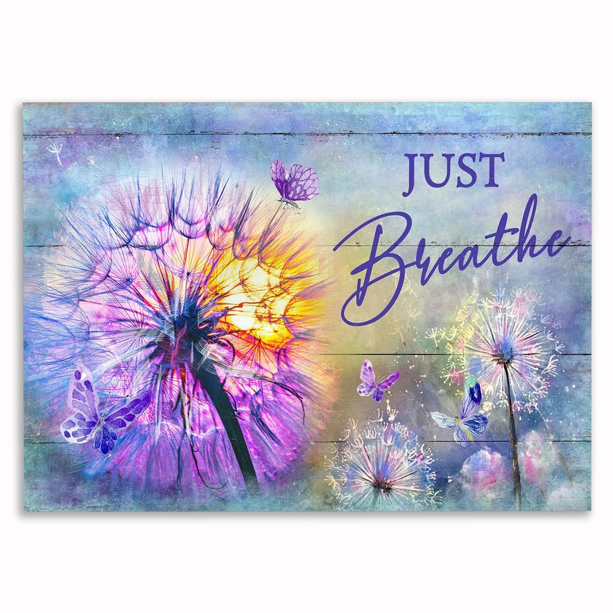 Colorful Dandelion Just Breathe Canvas – Vibrant Calming Wall Art