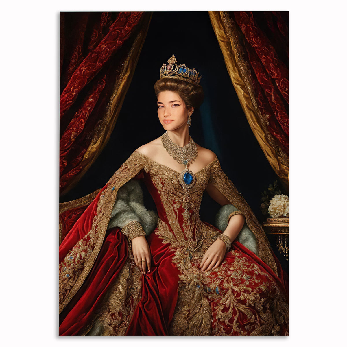 Personalized Queen Royal Portrait Canvas – Custom Photo Wall Art