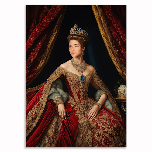 Personalized Queen Royal Portrait Canvas – Custom Photo Wall Art