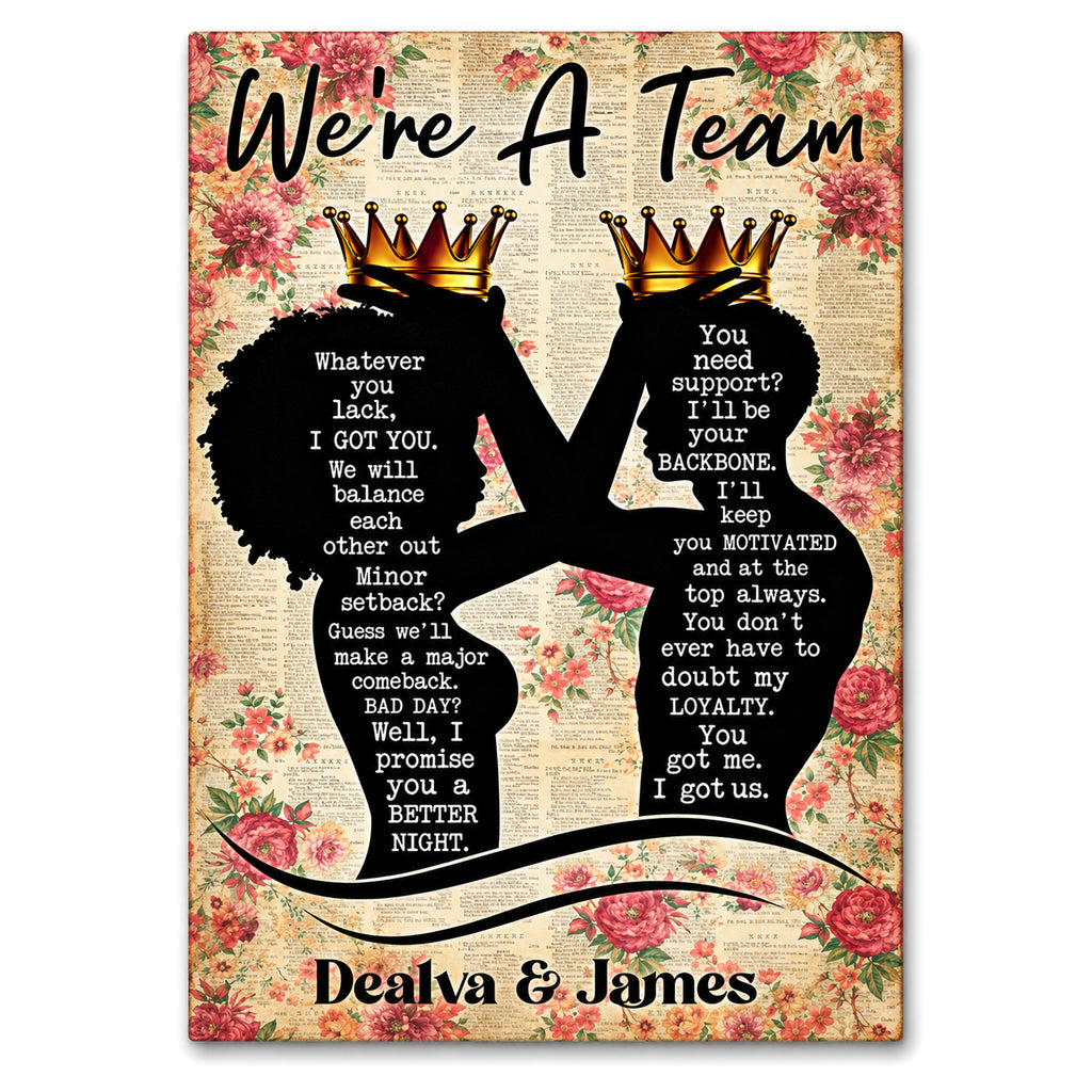 Personalized King And Queen We're A Team Canvas – Couple Gift