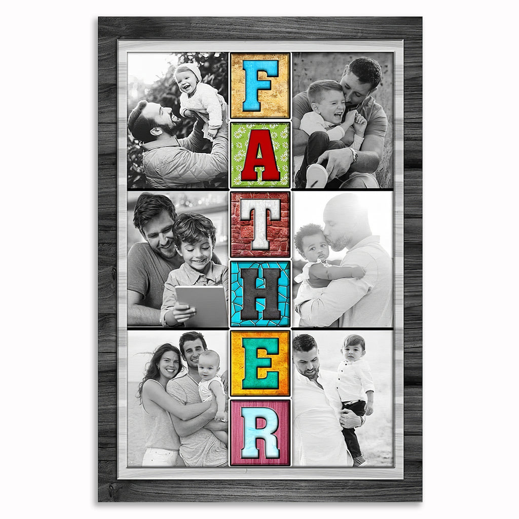 Personalized FATHER Photo Collage Canvas – Father's Day Gift