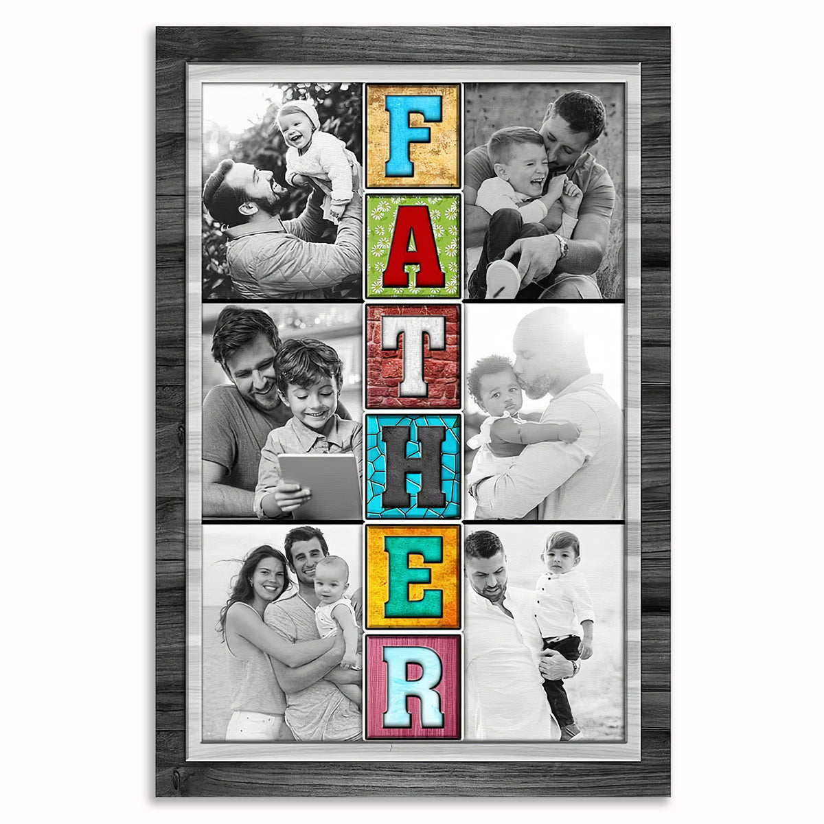 Personalized FATHER Photo Collage Canvas – Father's Day Gift
