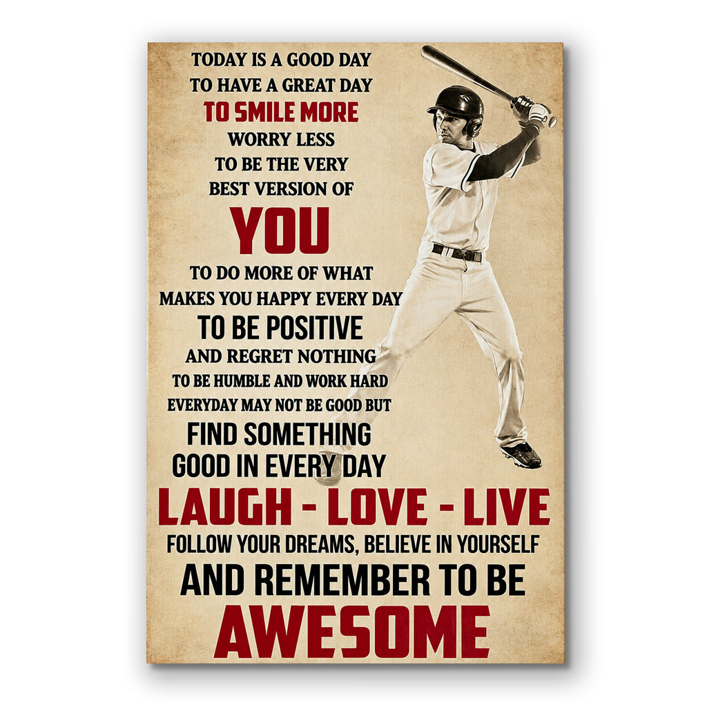 Personalized Baseball Remember To Be Awesome Canvas – Photo Gift