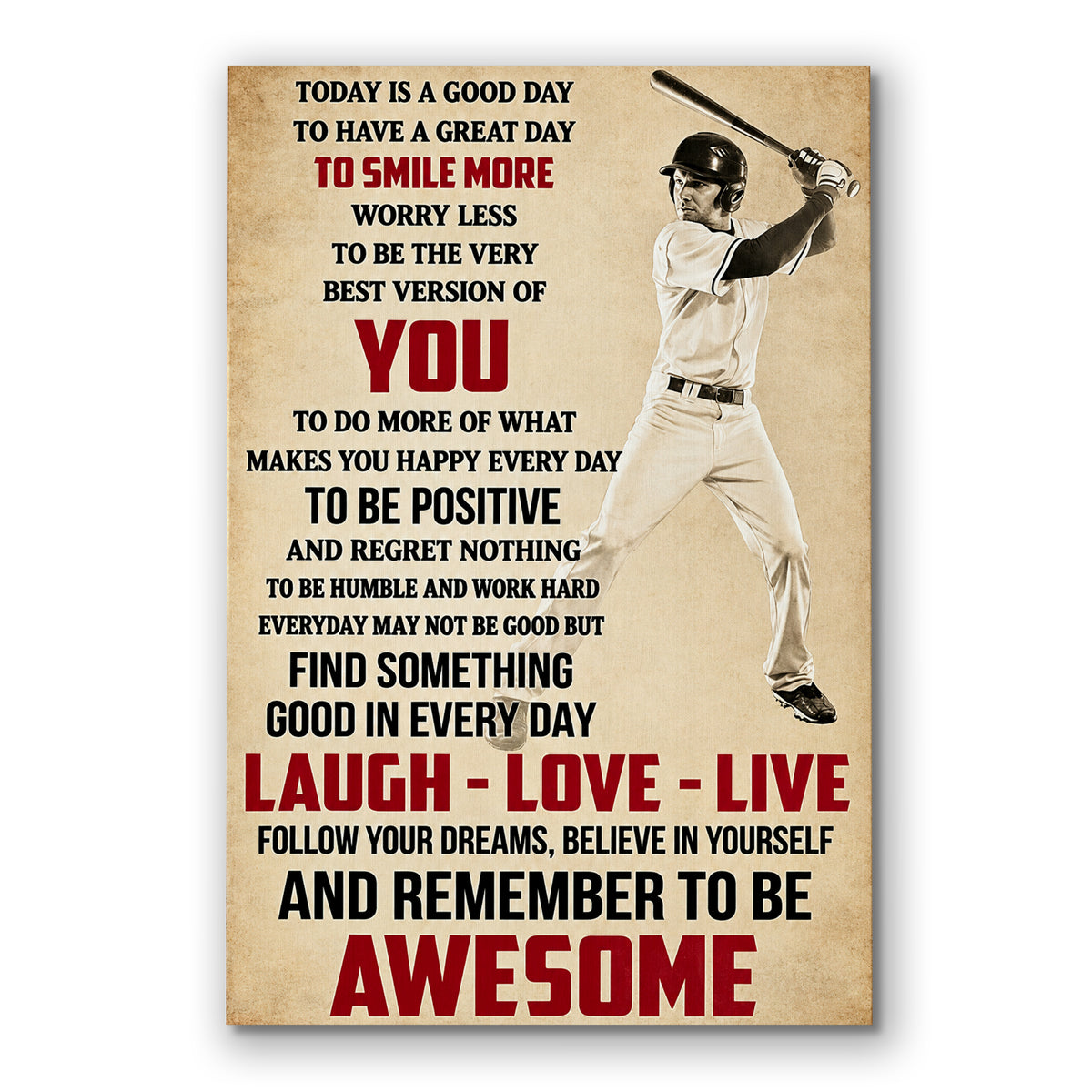 Personalized Baseball Remember To Be Awesome Canvas – Photo Gift