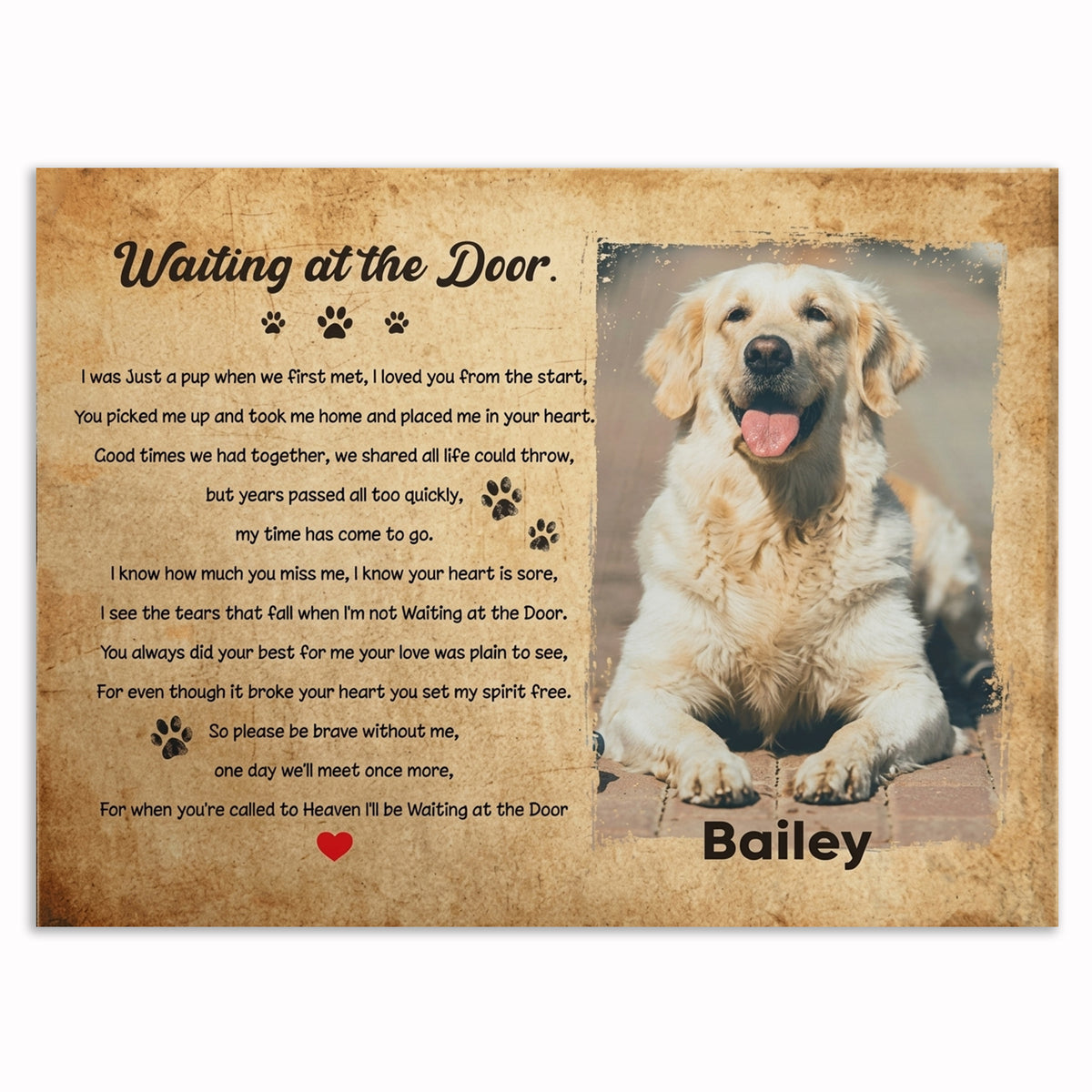 Personalized Dog Memorial Waiting At The Door Canvas – Pet Loss Gift