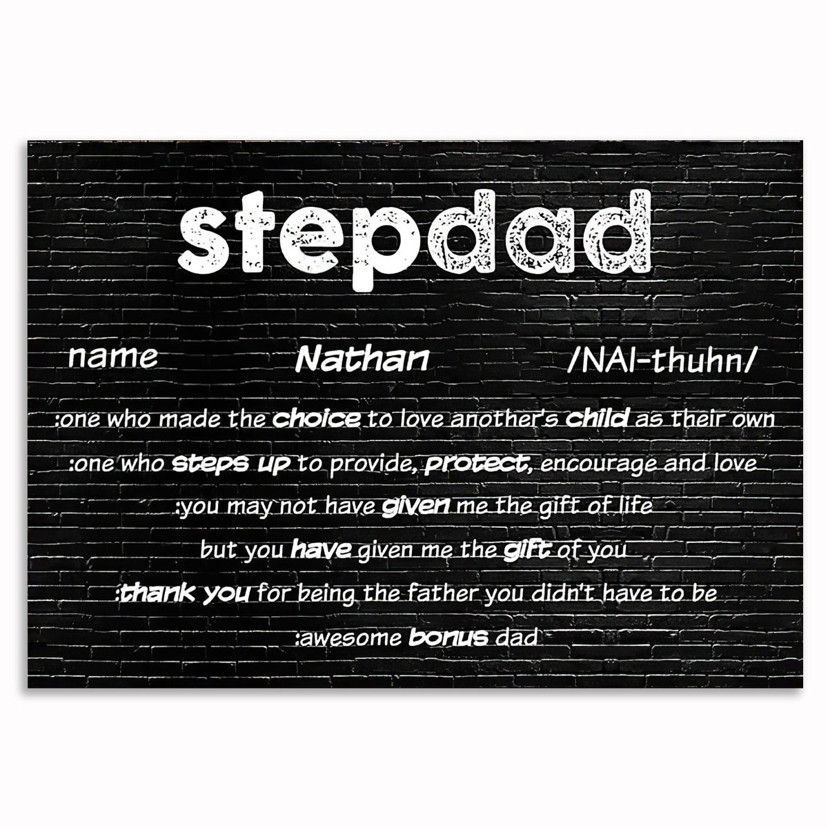 Personalized Stepdad Definition Canvas – Father's Day Gift For Bonus
