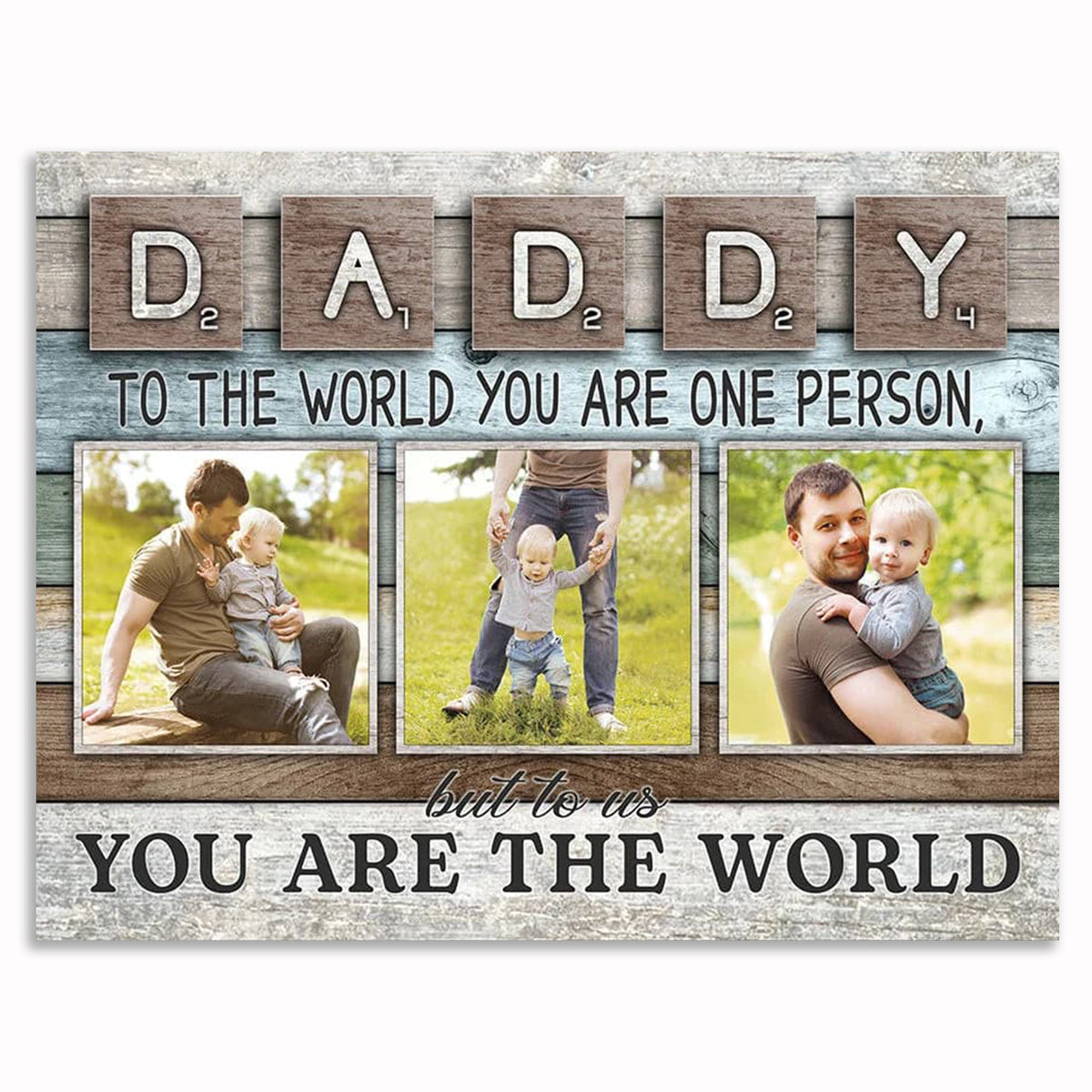 Personalized DADDY Photo Tile Canvas – Custom Father's Day Gift