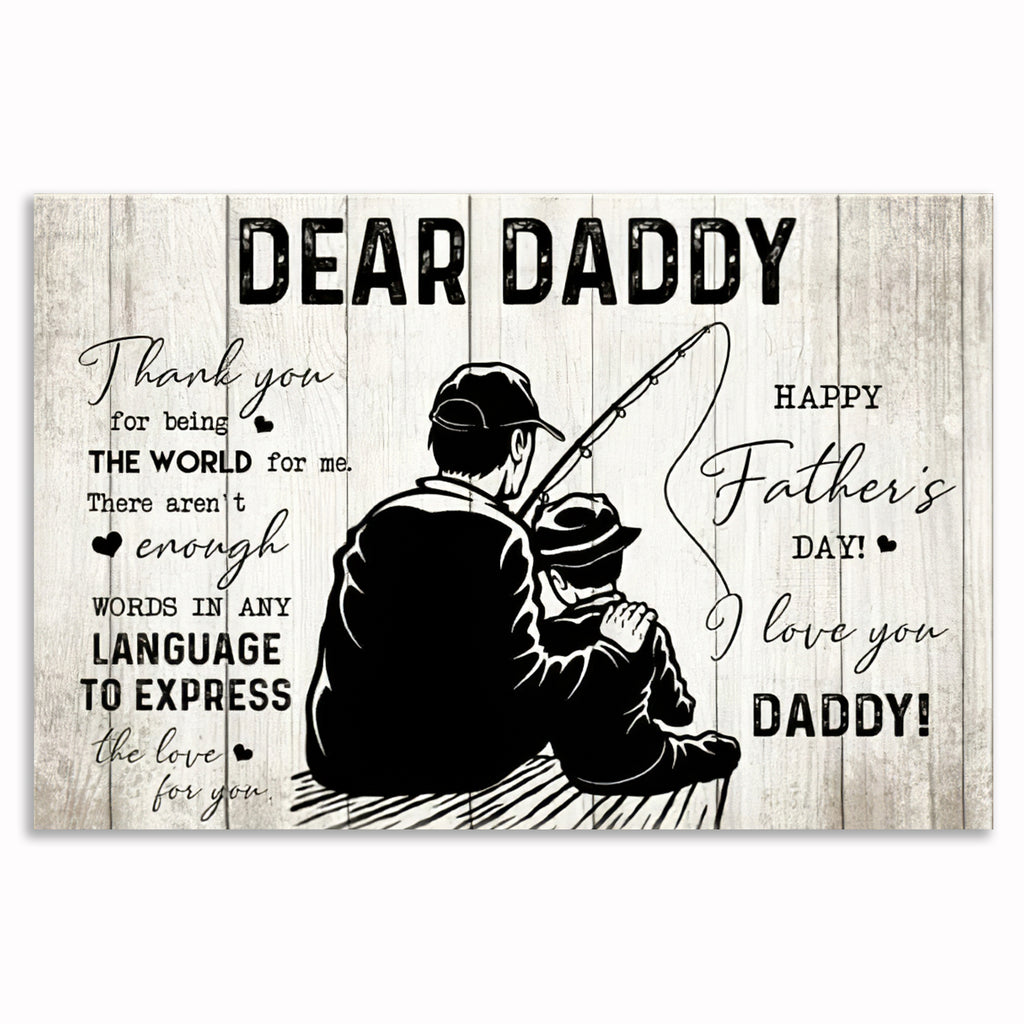 Dear Daddy Thank You Fishing Canvas – Father's Day Wall Art