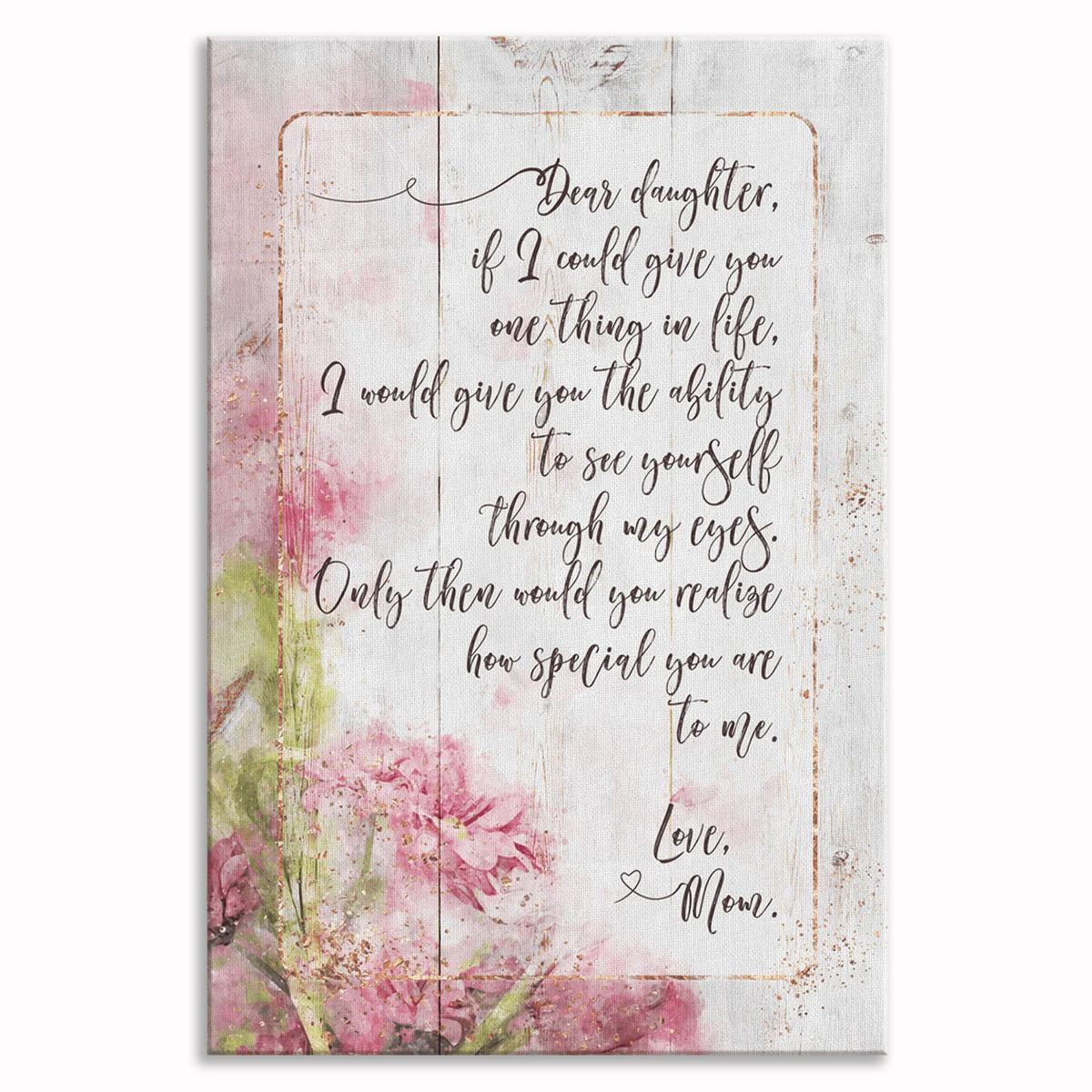Dear Daughter Love Mom Canvas Wall Art – Gift For Daughter