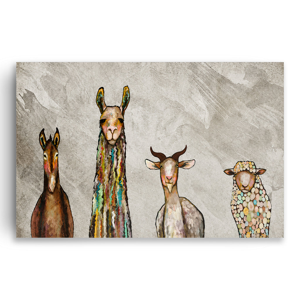 Funny Farm Animals Canvas Wall Art – Llama Goat Sheep Donkey Decor