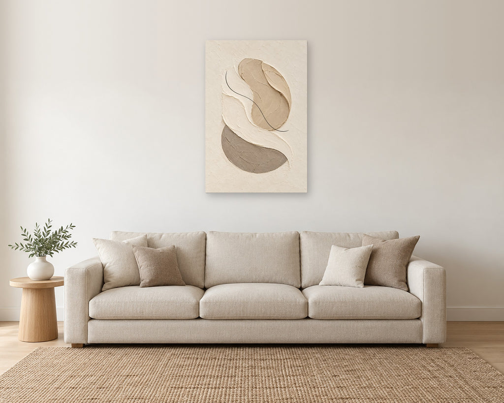 Sculpted Linen Drift neutral textured abstract wall art