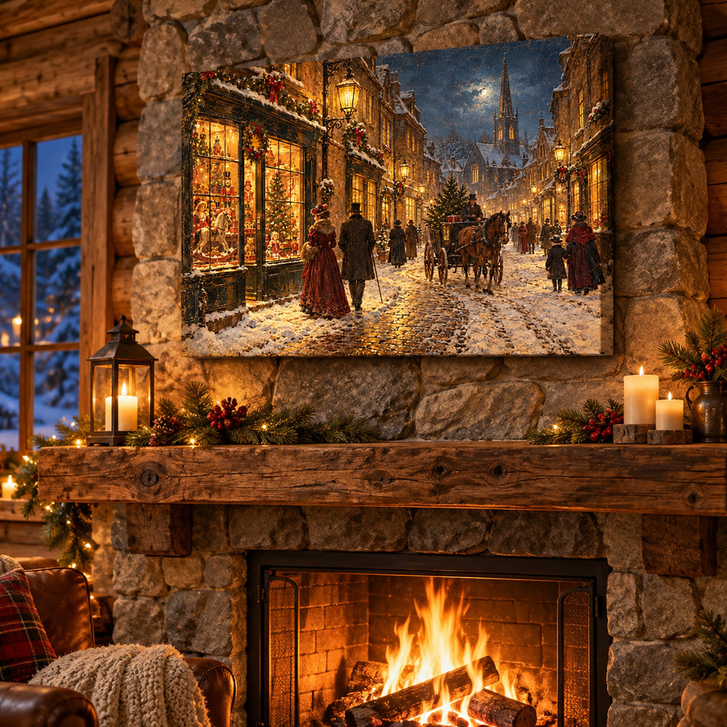 Victorian Christmas Street Wall Art - room mockup 4