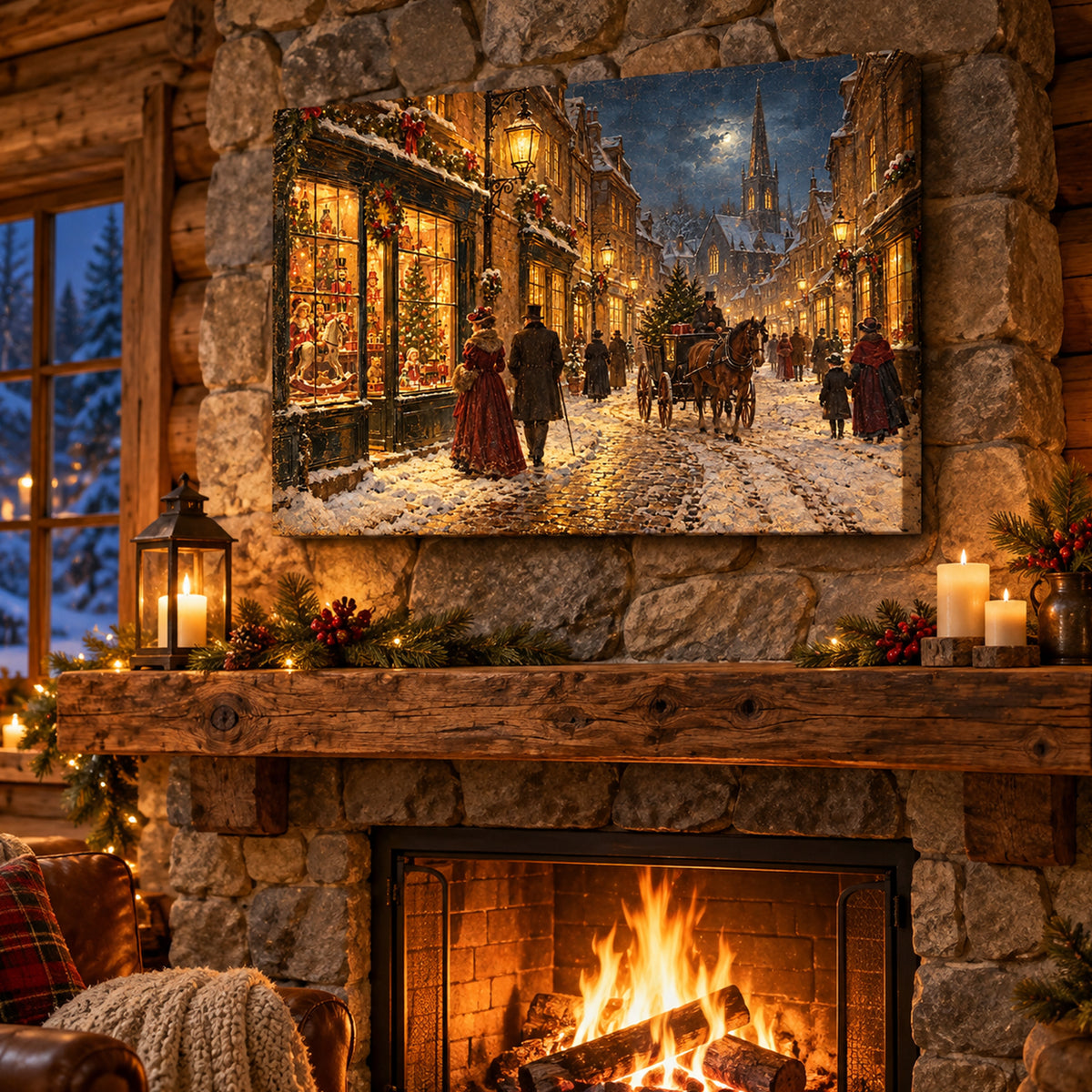 Victorian Christmas Street Wall Art - room mockup 4