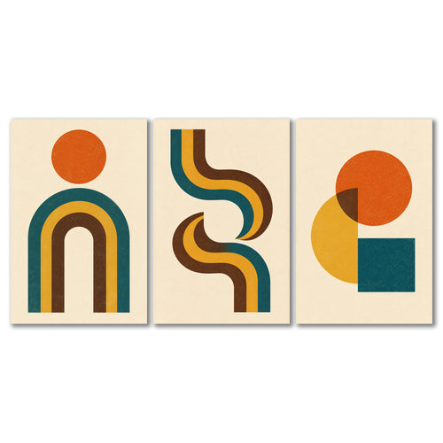 Set of 3 Mid Century Boho Wall Art - main image