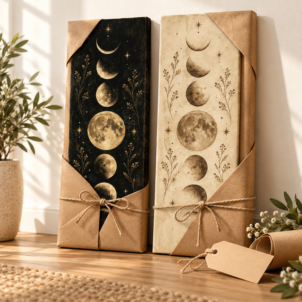 Set of 2 Moon Phases Wall Art - room mockup 2