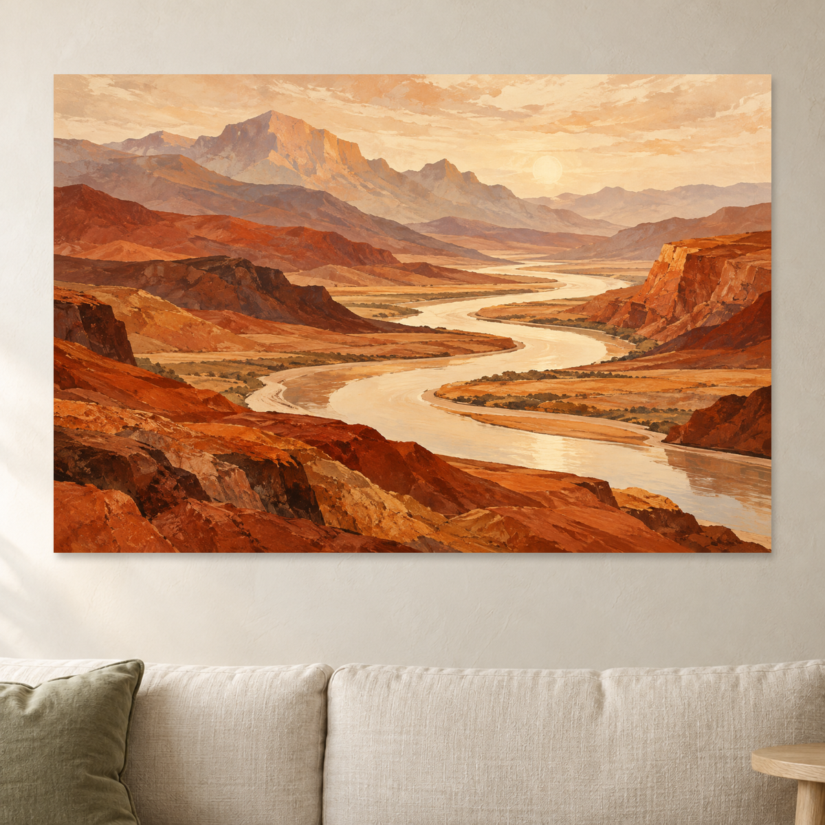 Desert Canyon River Wall Art, Southwest Red Rock Landscape Print, Canvas or Poster