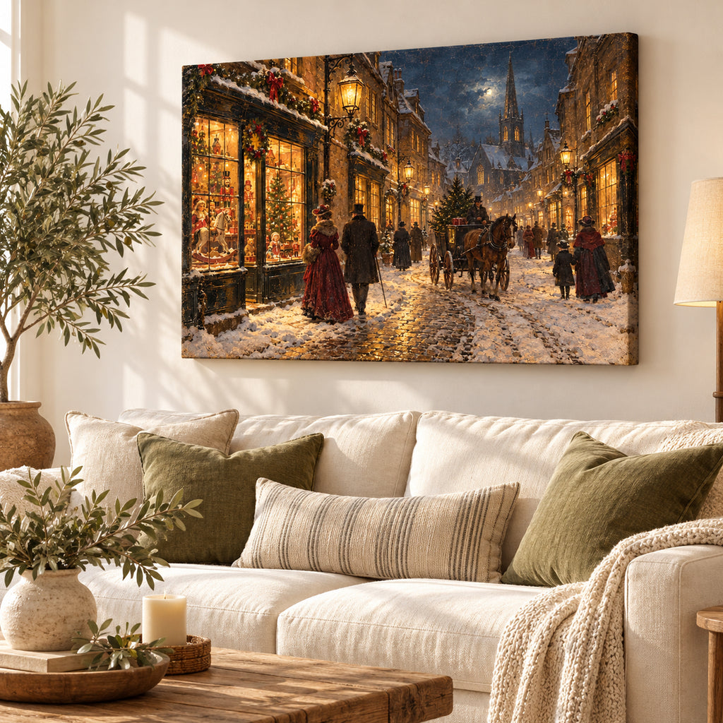 Victorian Christmas Street Wall Art - room mockup 7