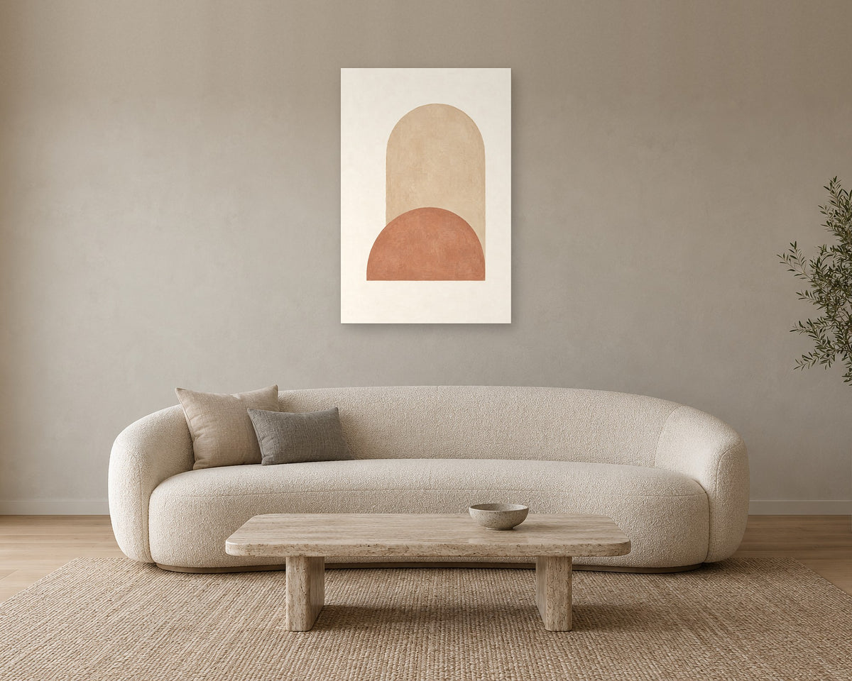 Mid Century Arch Abstract Wall Art, Neutral Terracotta Sand Modern Print, Canvas or Poster