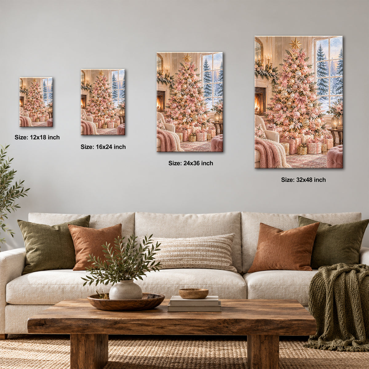 Pink Christmas Tree Wall Art - room mockup 7