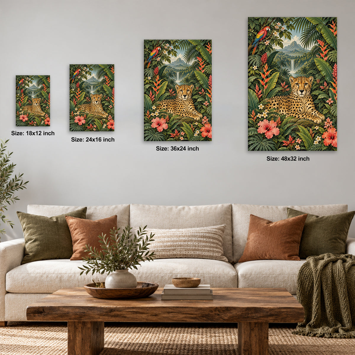 Vintage Jungle Cheetah Wall Art - room mockup 1
