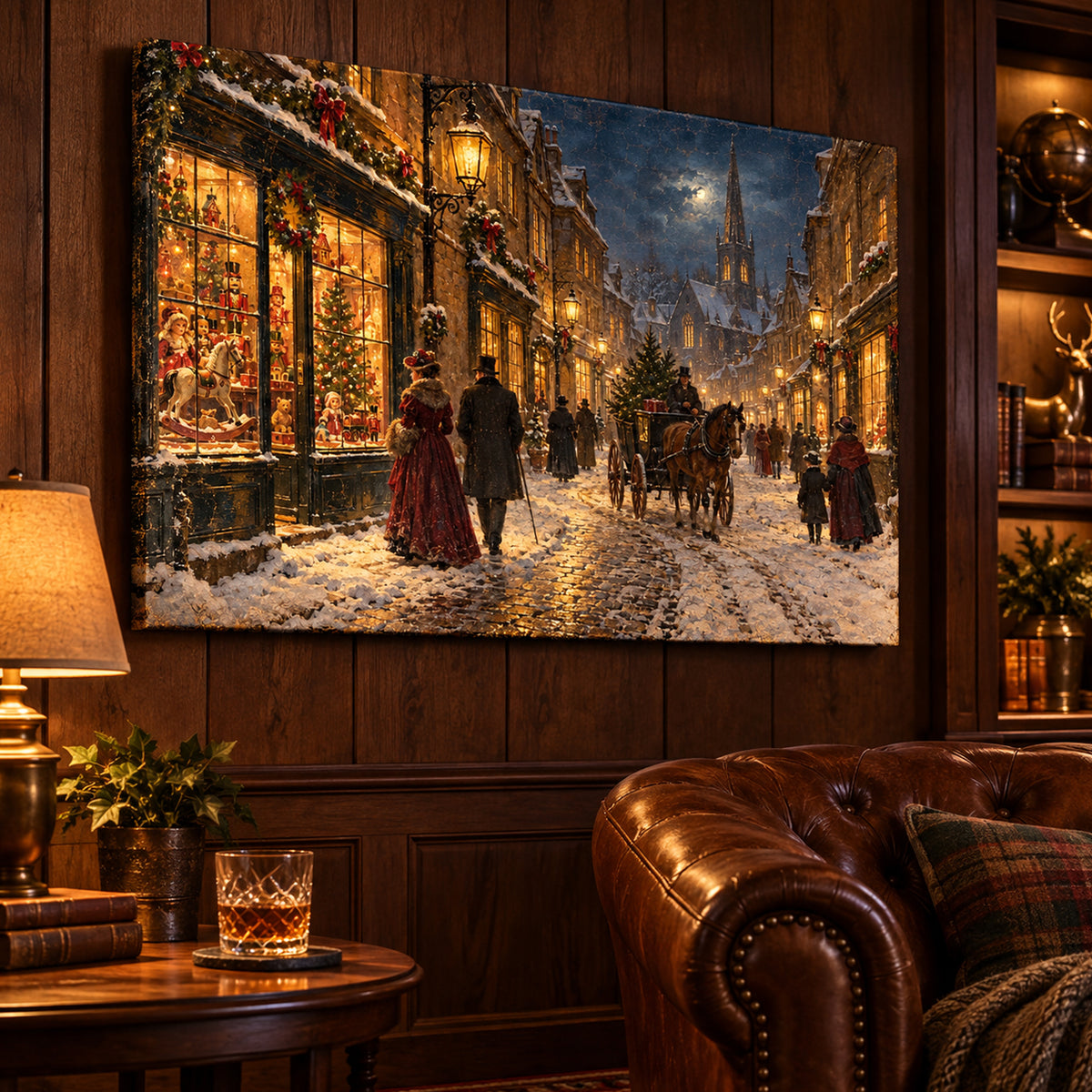 Victorian Christmas Street Wall Art - room mockup 5