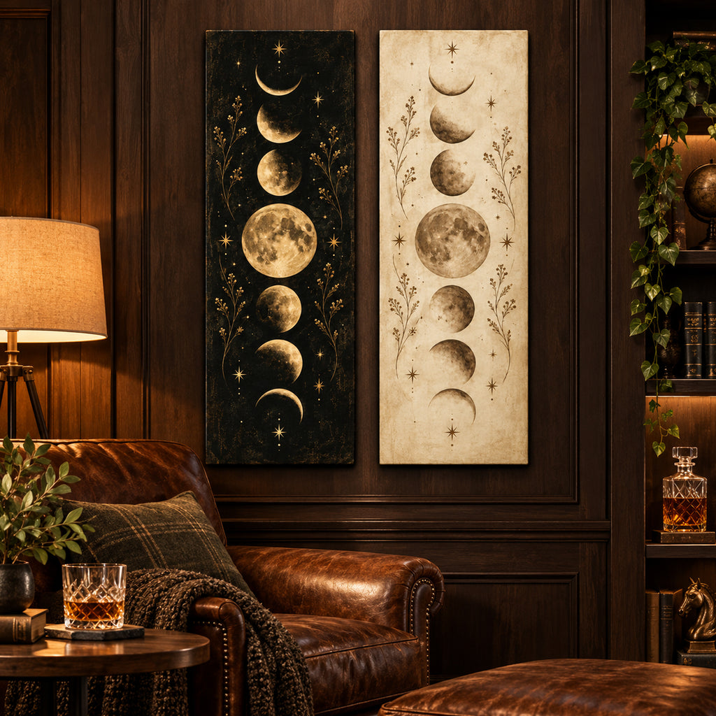 Set of 2 Moon Phases Wall Art - room mockup 5