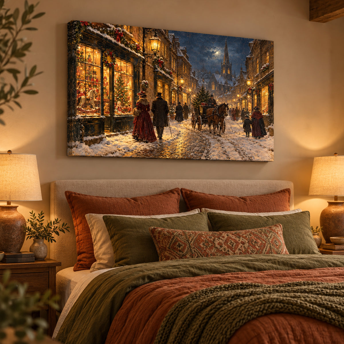 Victorian Christmas Street Wall Art - room mockup 3