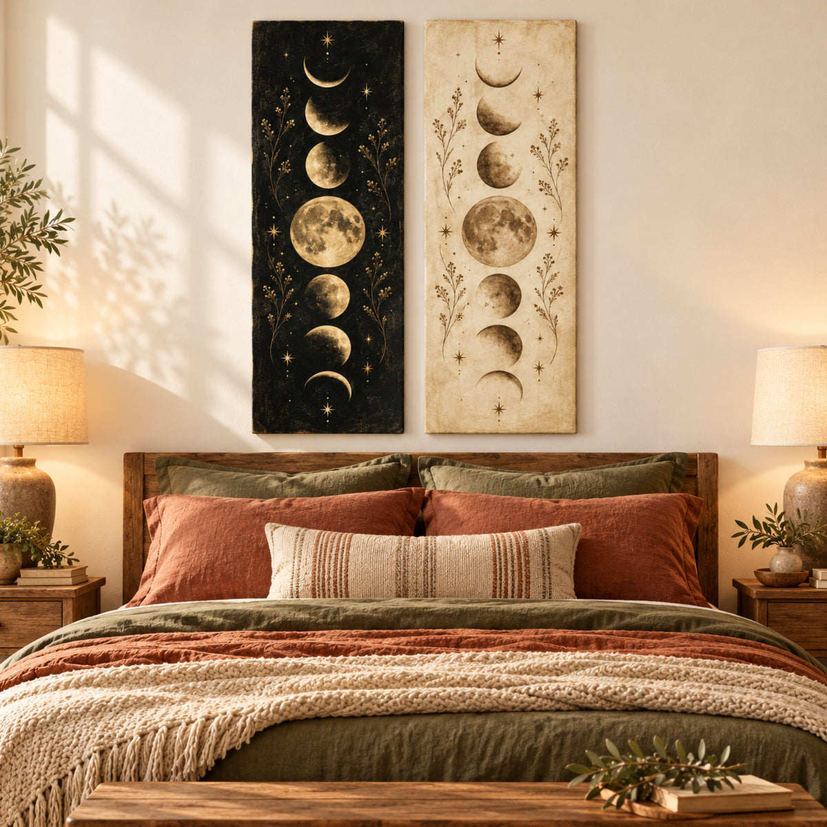 Set of 2 Moon Phases Wall Art - room mockup 3