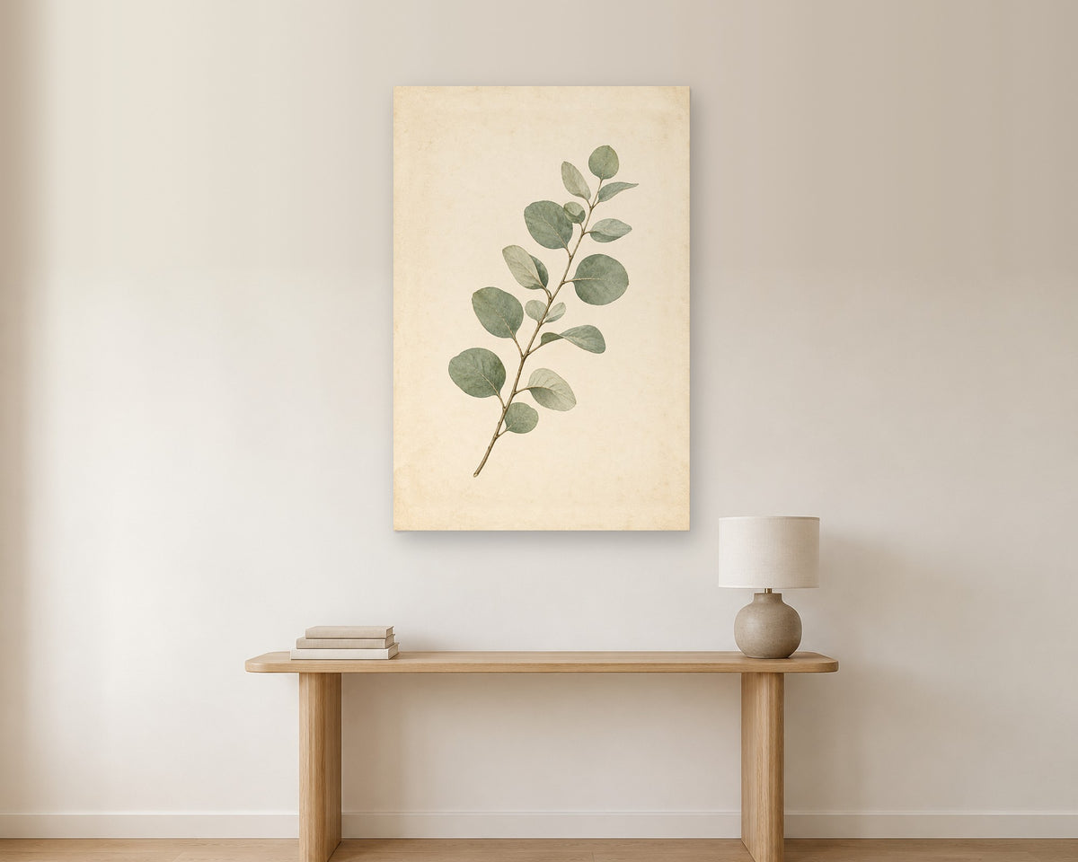 Vintage Eucalyptus Wall Art, Sage Green Botanical Print, Kitchen Canvas or Poster