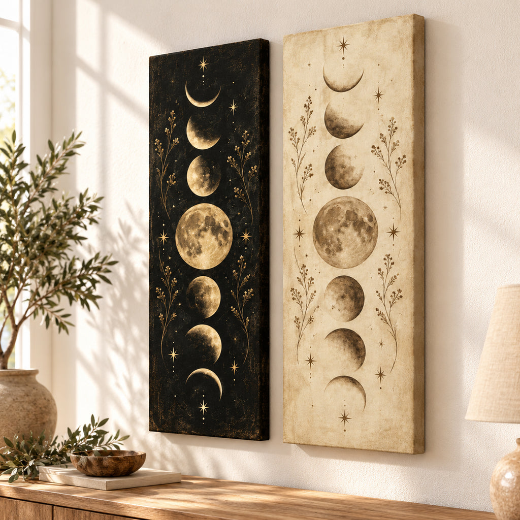 Set of 2 Moon Phases Wall Art - room mockup 6