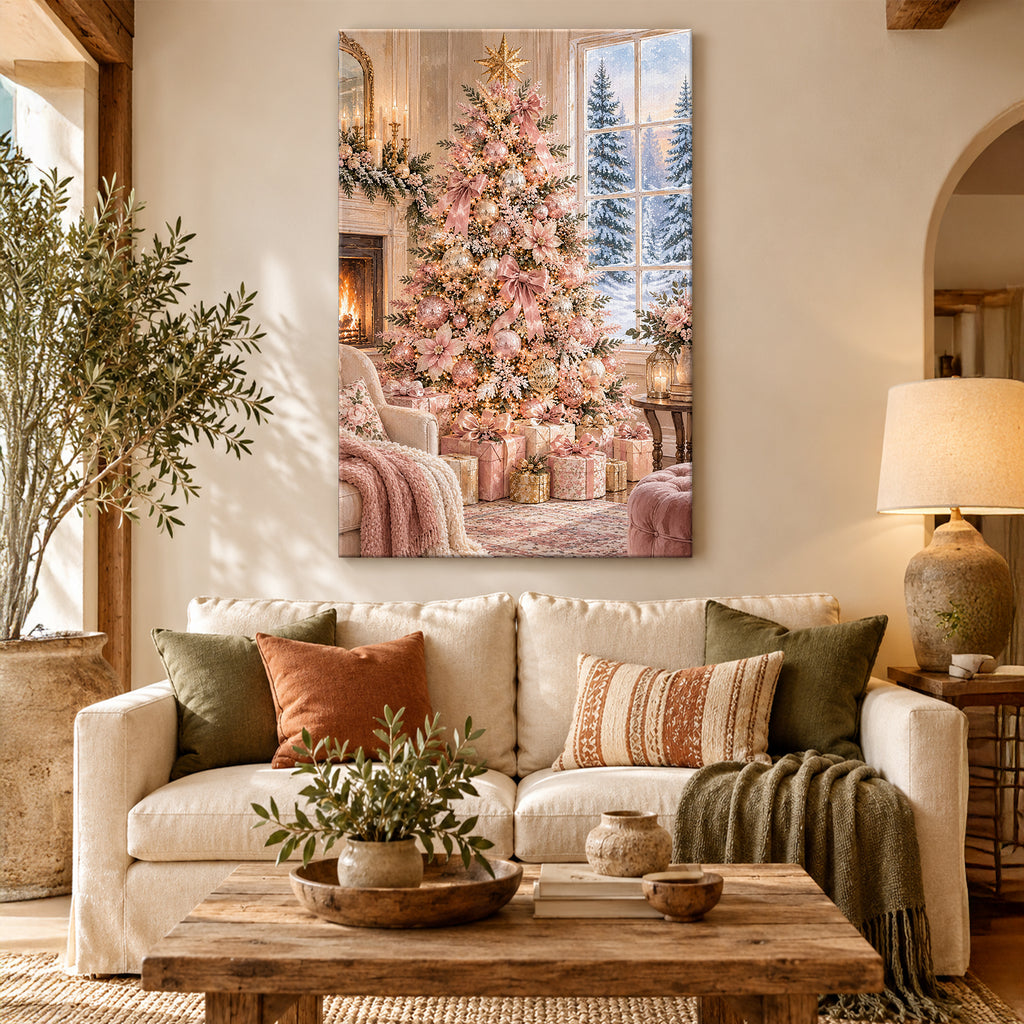 Pink Christmas Tree Wall Art - room mockup 4