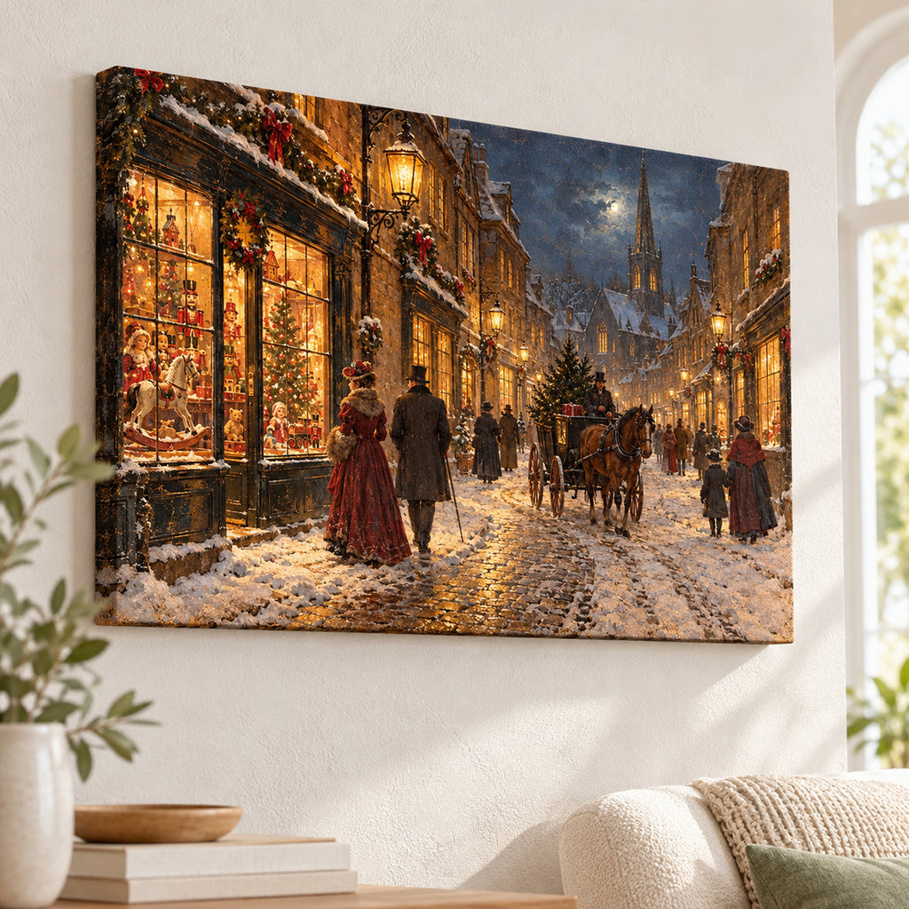 Victorian Christmas Street Wall Art - room mockup 6
