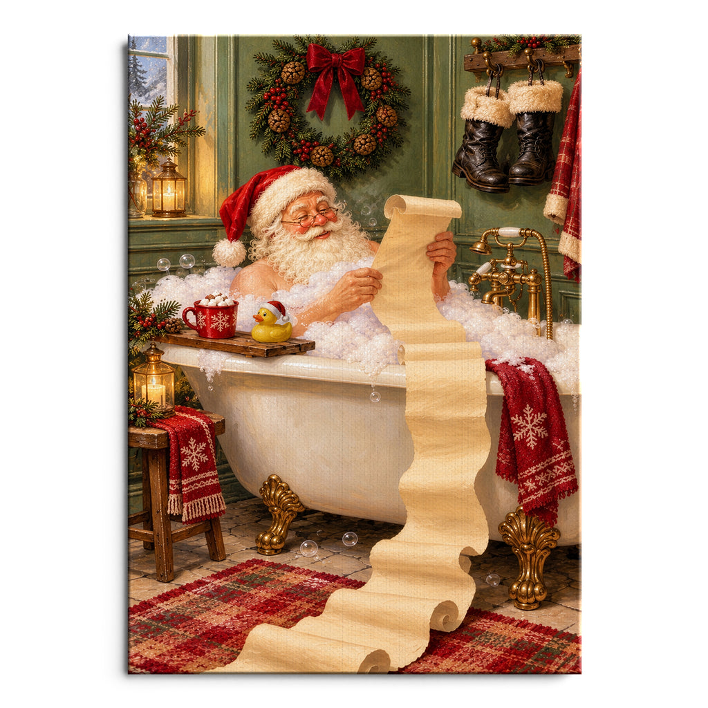 Funny Santa in Bathtub Wall Art - main image