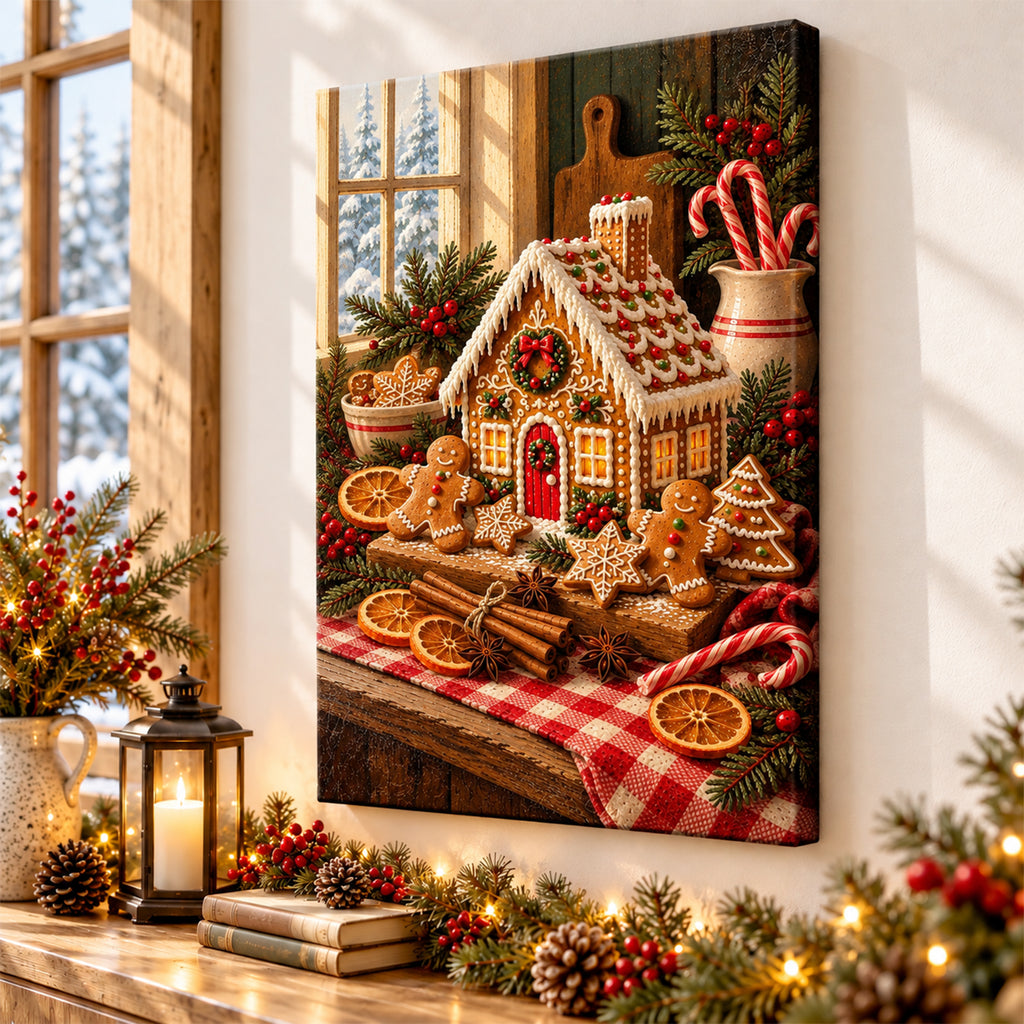Gingerbread House Wall Art - room mockup 6