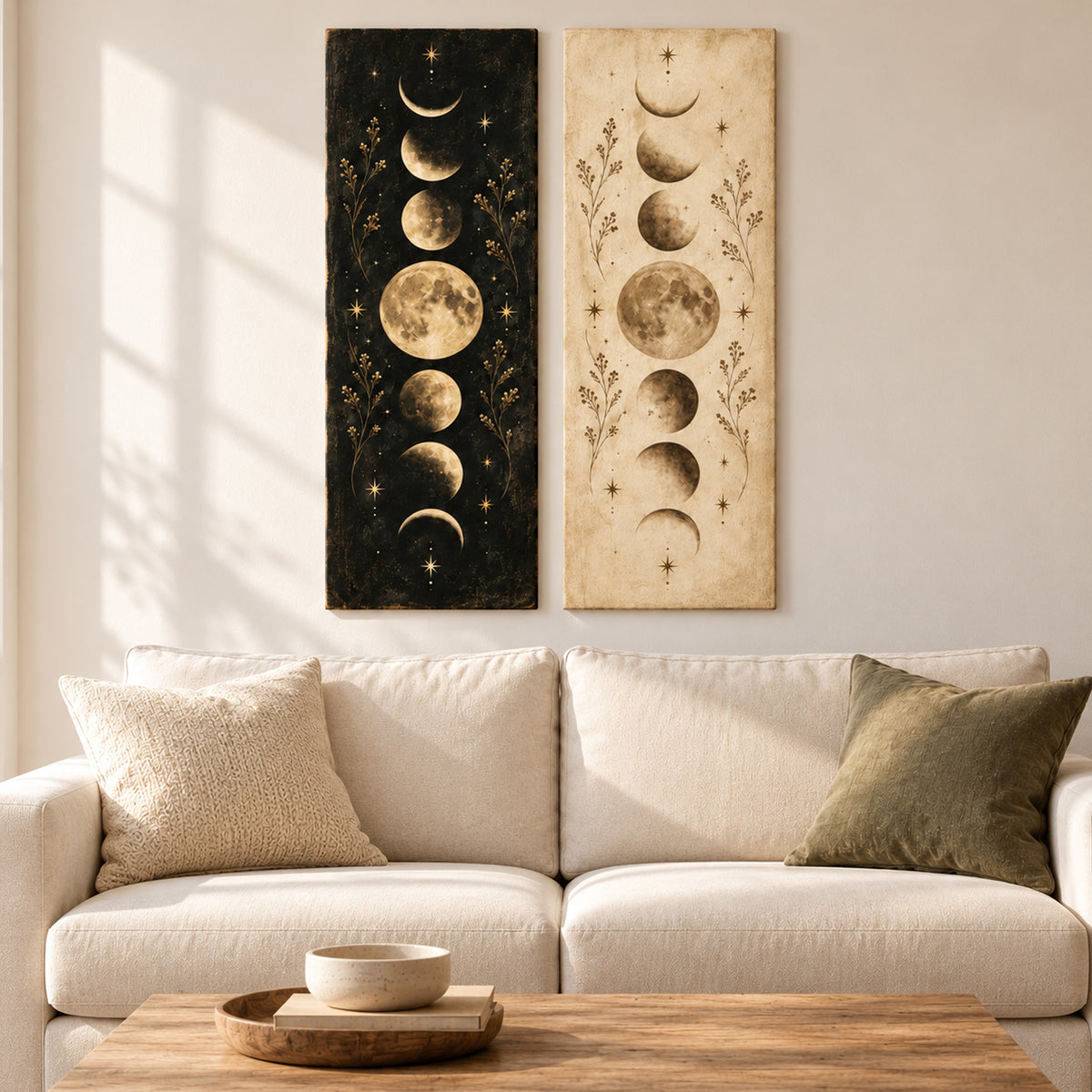 Set of 2 Moon Phases Wall Art - room mockup 7