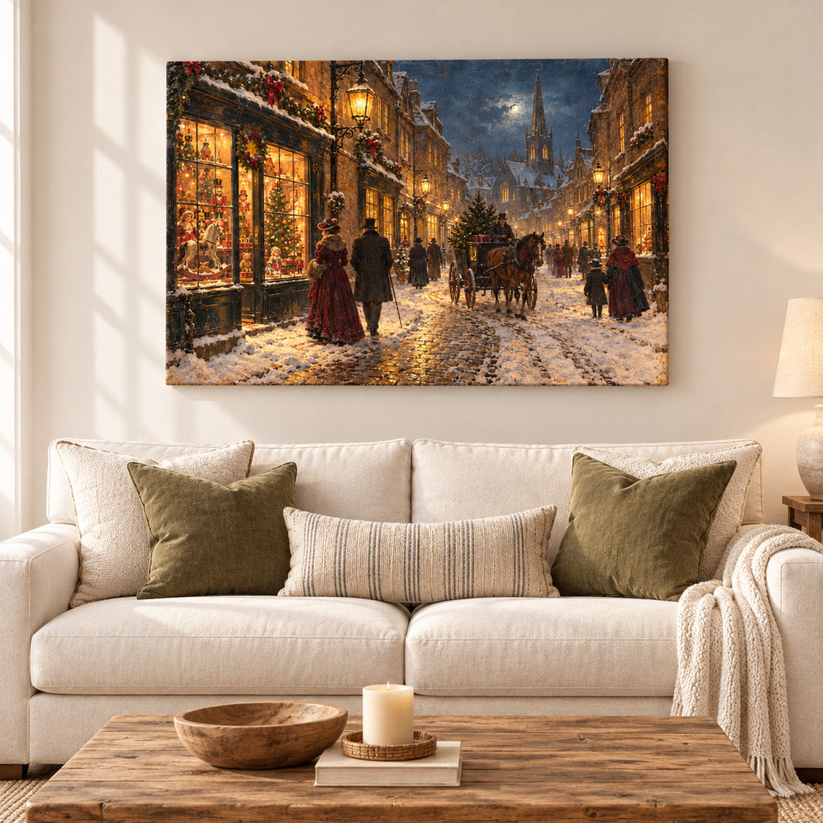 Victorian Christmas Street Wall Art - room mockup 8